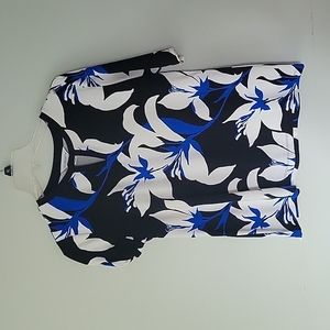 womens black white blue blouce.